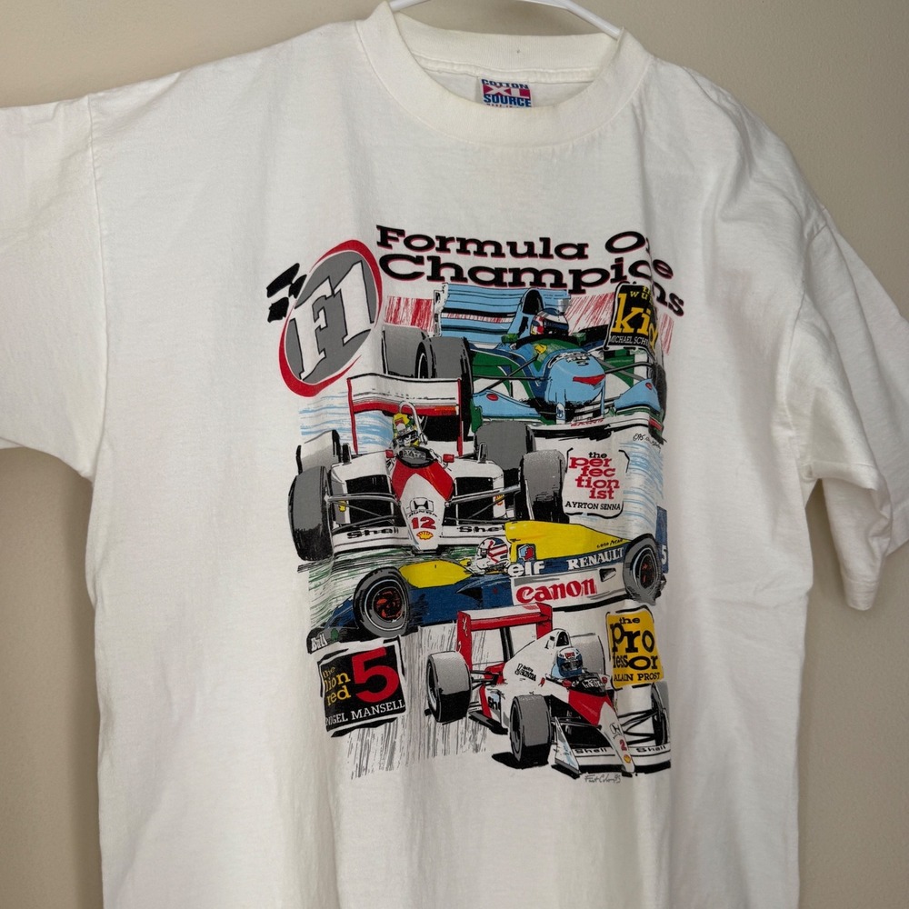 Vintage 1994 Formula One Champions Double Sided Graphic T Shirt Made USA White